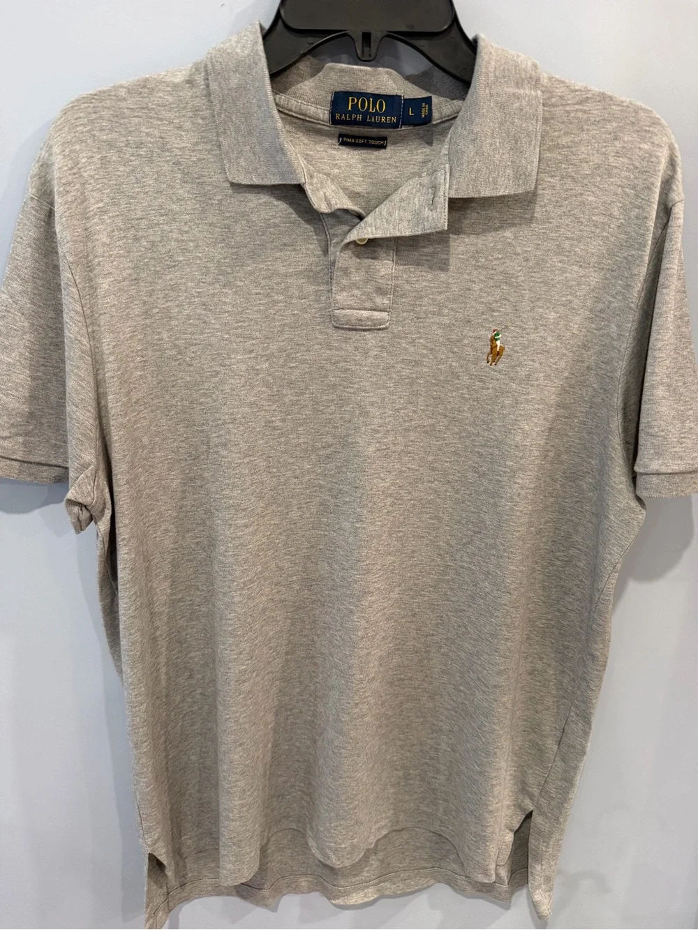 Polo Ralph Lauren Men's Size L Grey Heather Pima Soft Touch Polo